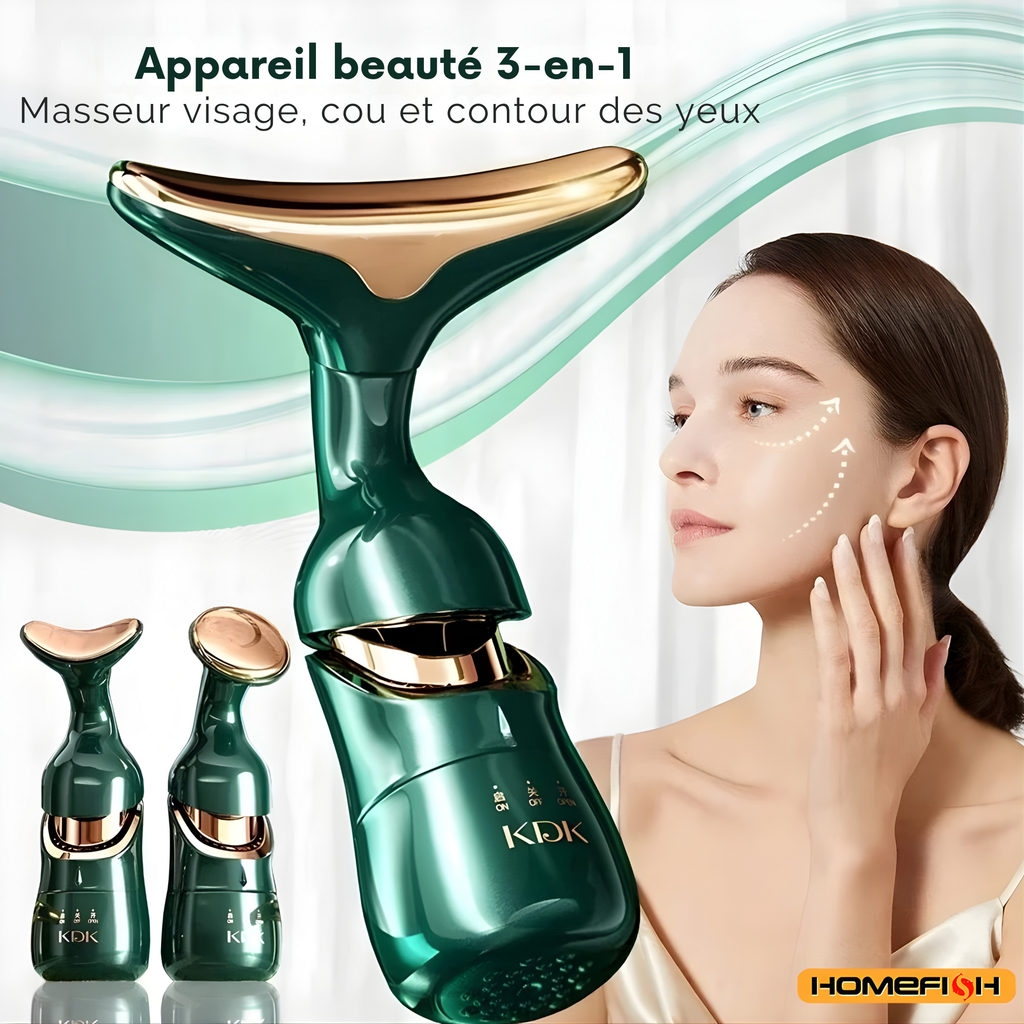 HOMEFISH Appareil Lifting Visage 3-en-1 EMS – Massage Visage & Contour des Yeux