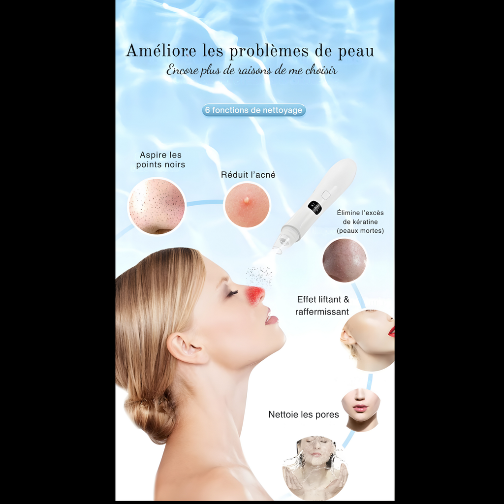 Aspirateur Points Noirs Électrique– Nettoyeur de Pores 3 Modes avec Embouts
