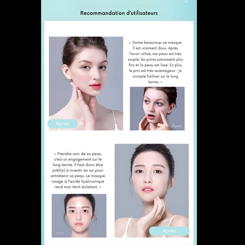 Masques Visage Acide Hyaluronique (Lot de 10)