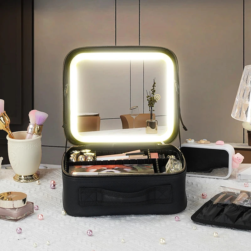 Trousse Maquillage Portable Miroir LED