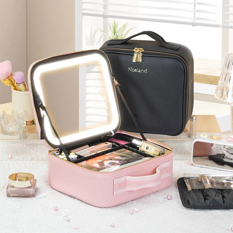 Trousse Maquillage Portable Miroir LED