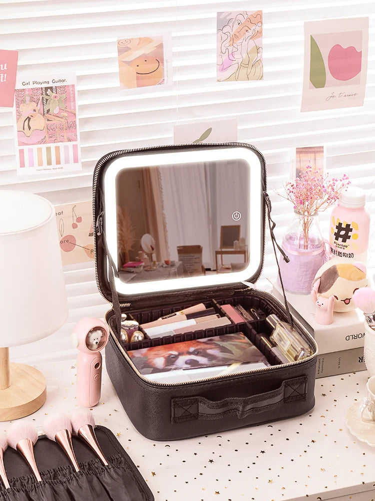 Trousse Maquillage Portable Miroir LED