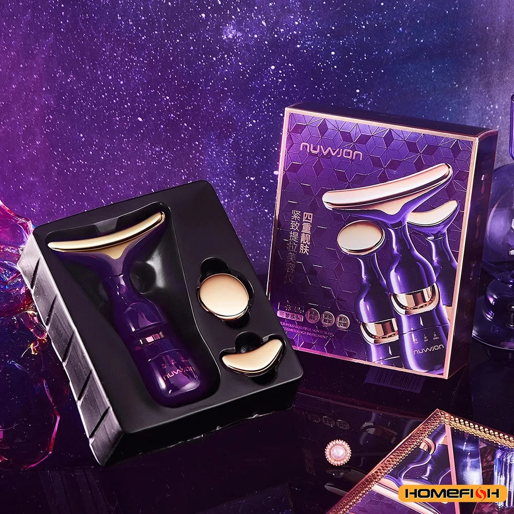 HOMEFISH Appareil Lifting Visage 3-en-1 EMS – Massage Visage & Contour des Yeux