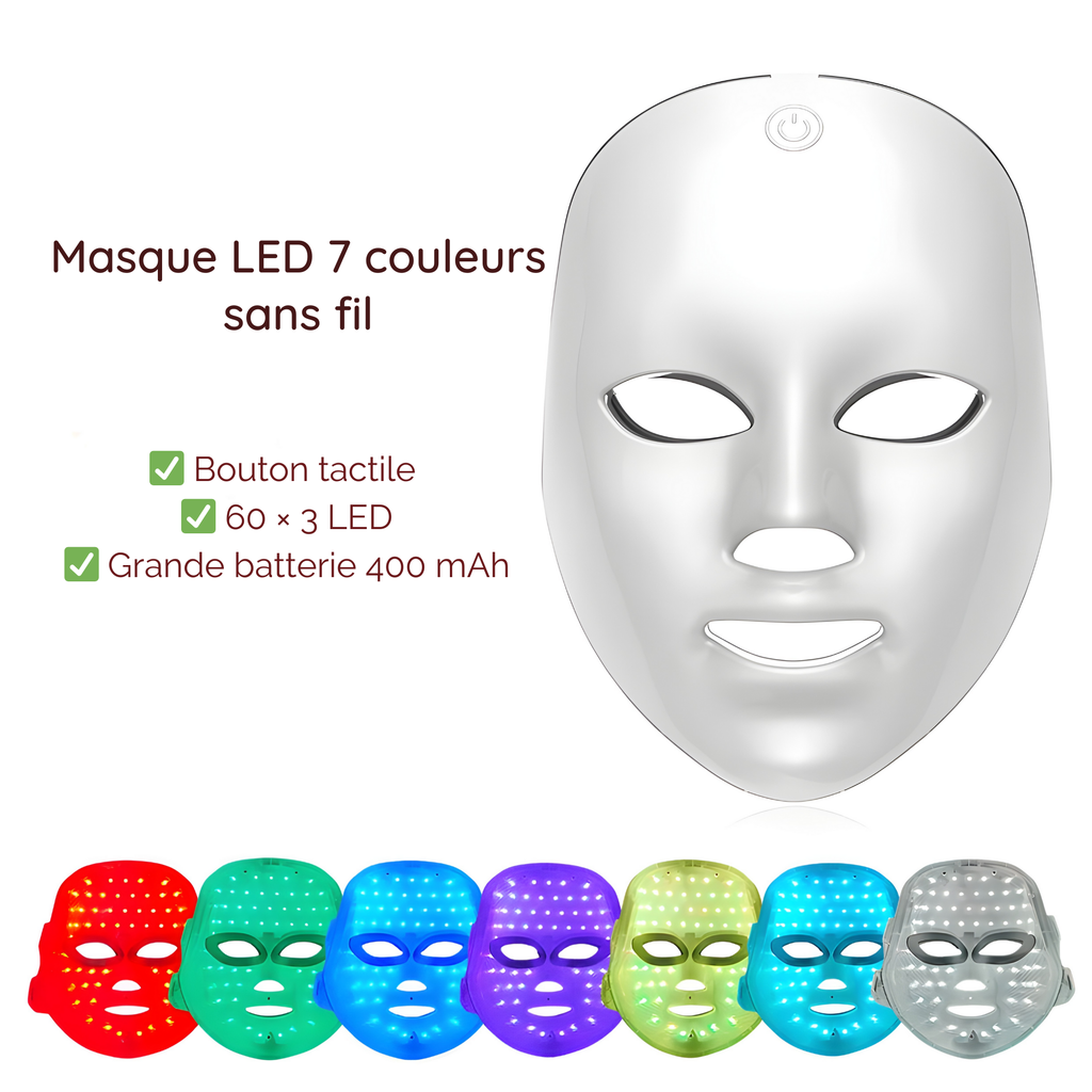 Masque LED Visage Rechargeable | Soin Professionnel Anti-Âge et Éclat