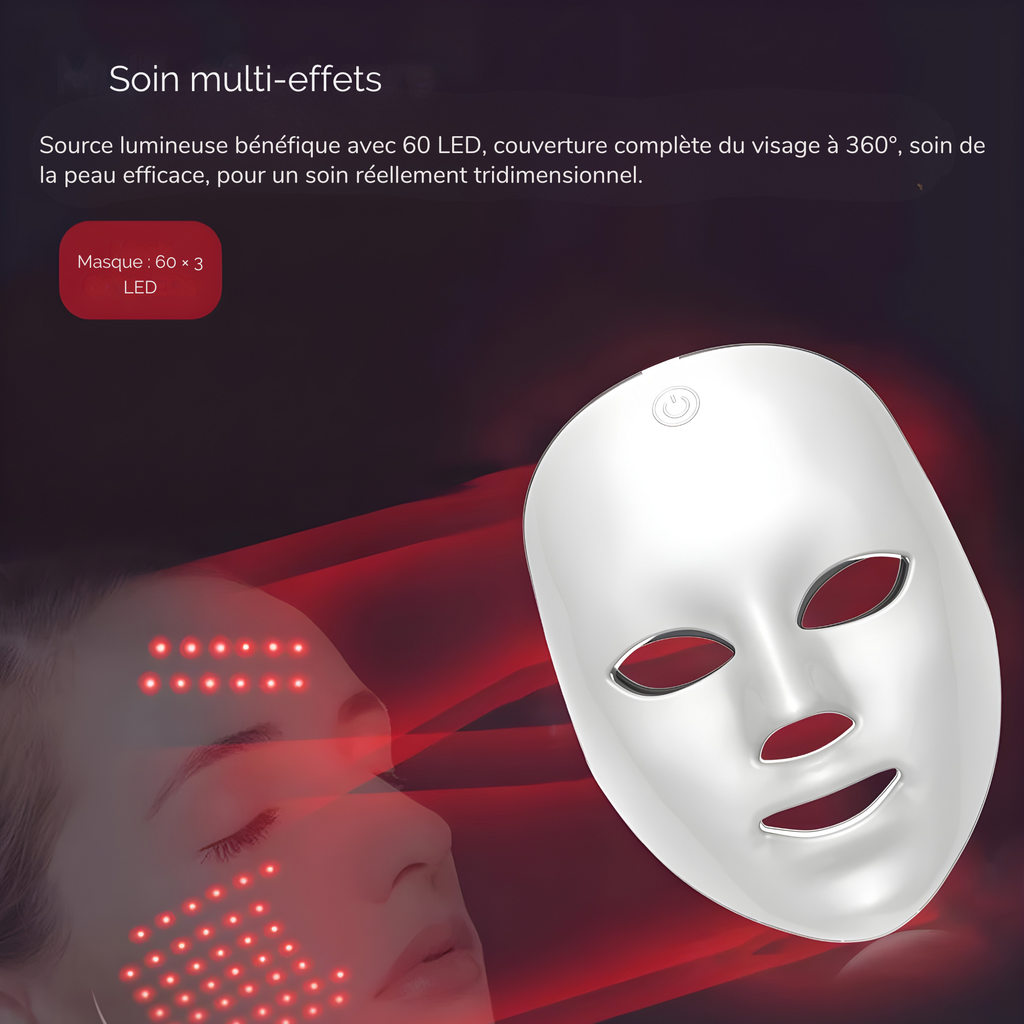 Masque LED Visage Rechargeable | Soin Professionnel Anti-Âge et Éclat