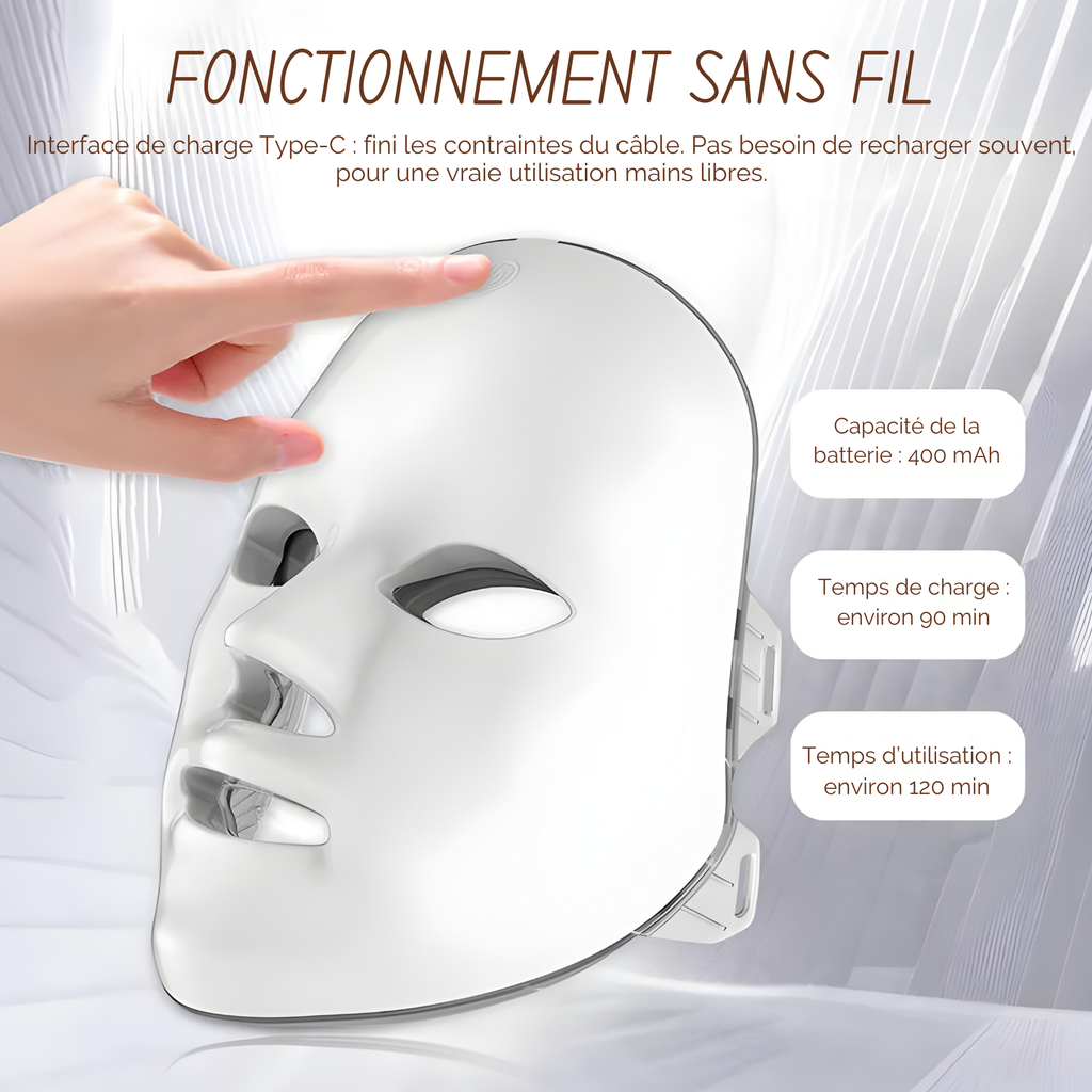 Masque LED Visage Rechargeable | Soin Professionnel Anti-Âge et Éclat