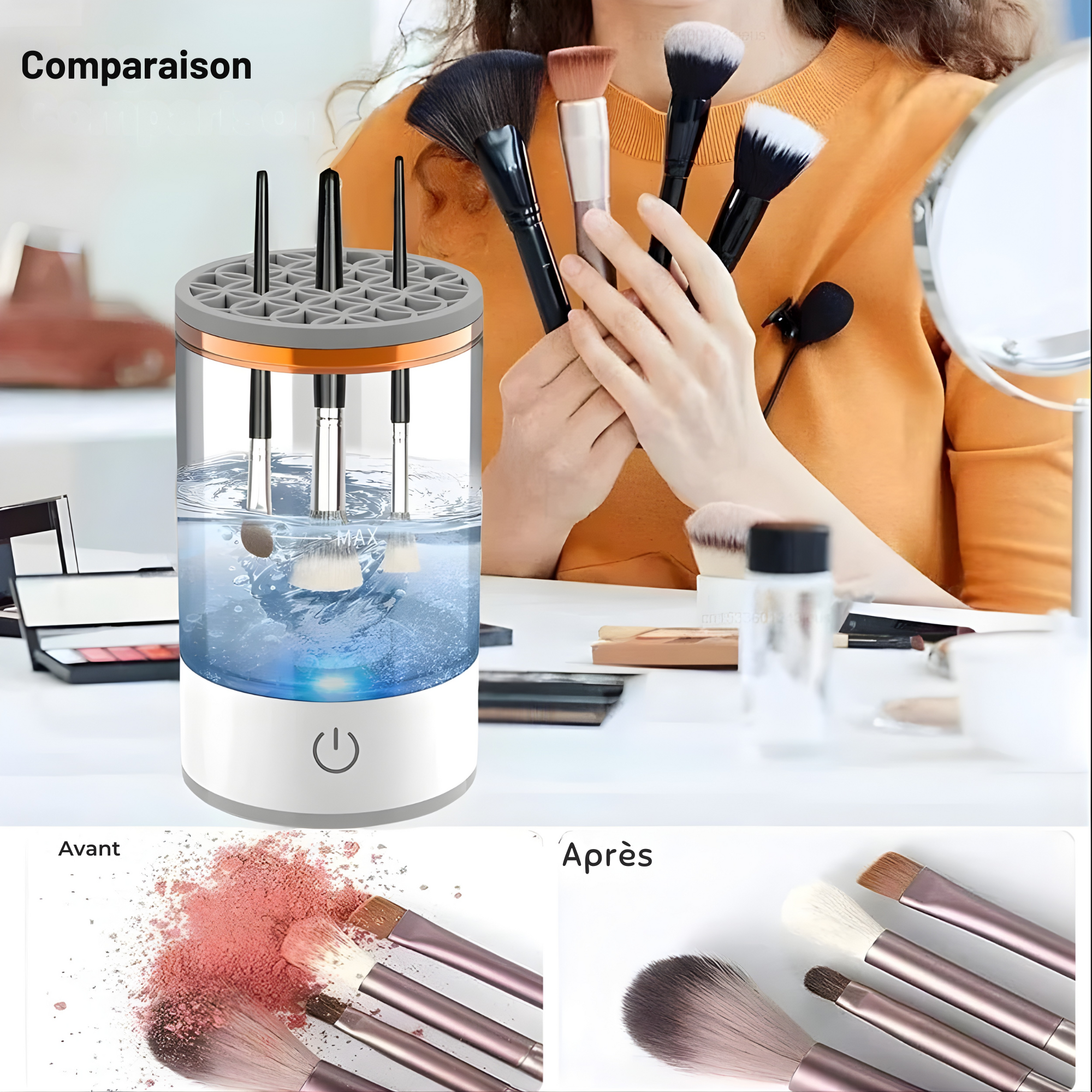 Nettoyeur de Pinceaux de Maquillage Électrique USB
