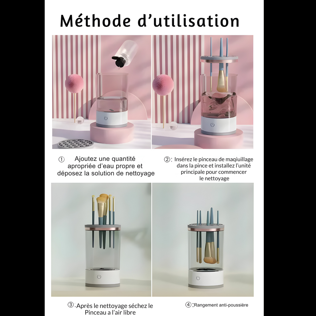 Nettoyeur de Pinceaux de Maquillage Électrique USB