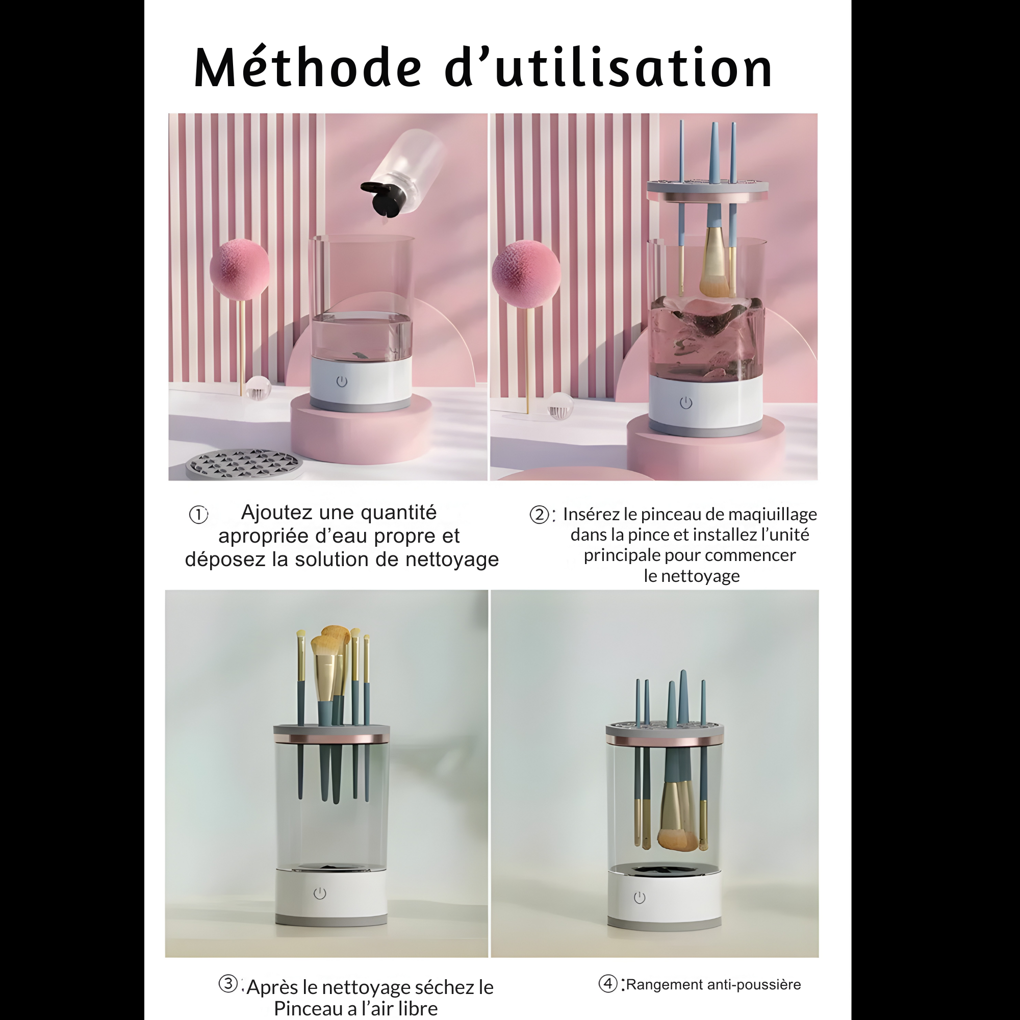 Nettoyeur de Pinceaux de Maquillage Électrique USB